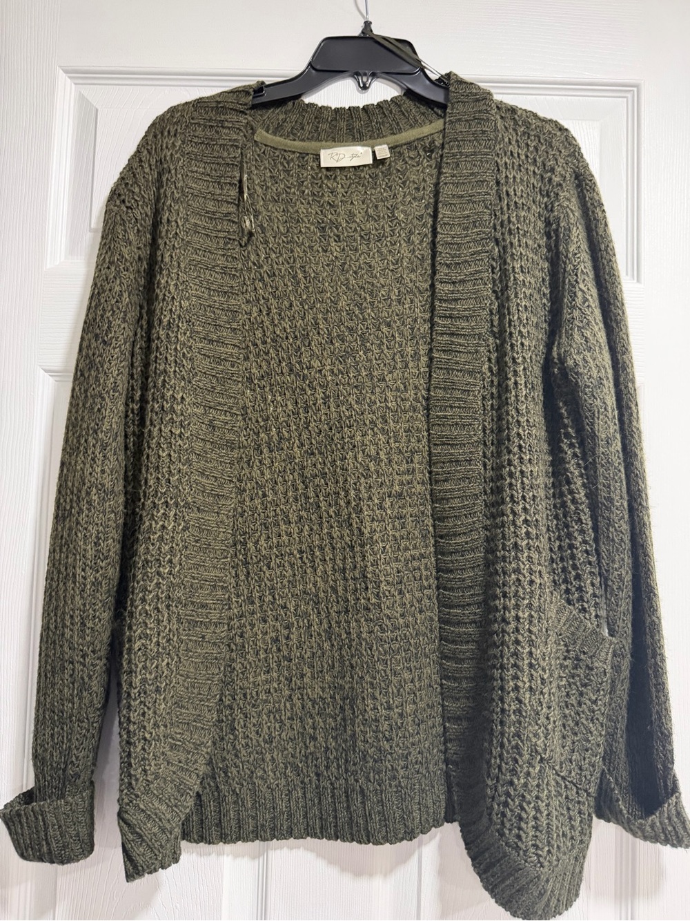 RD Style Olive Open-Front Chunky Knit Cardigan